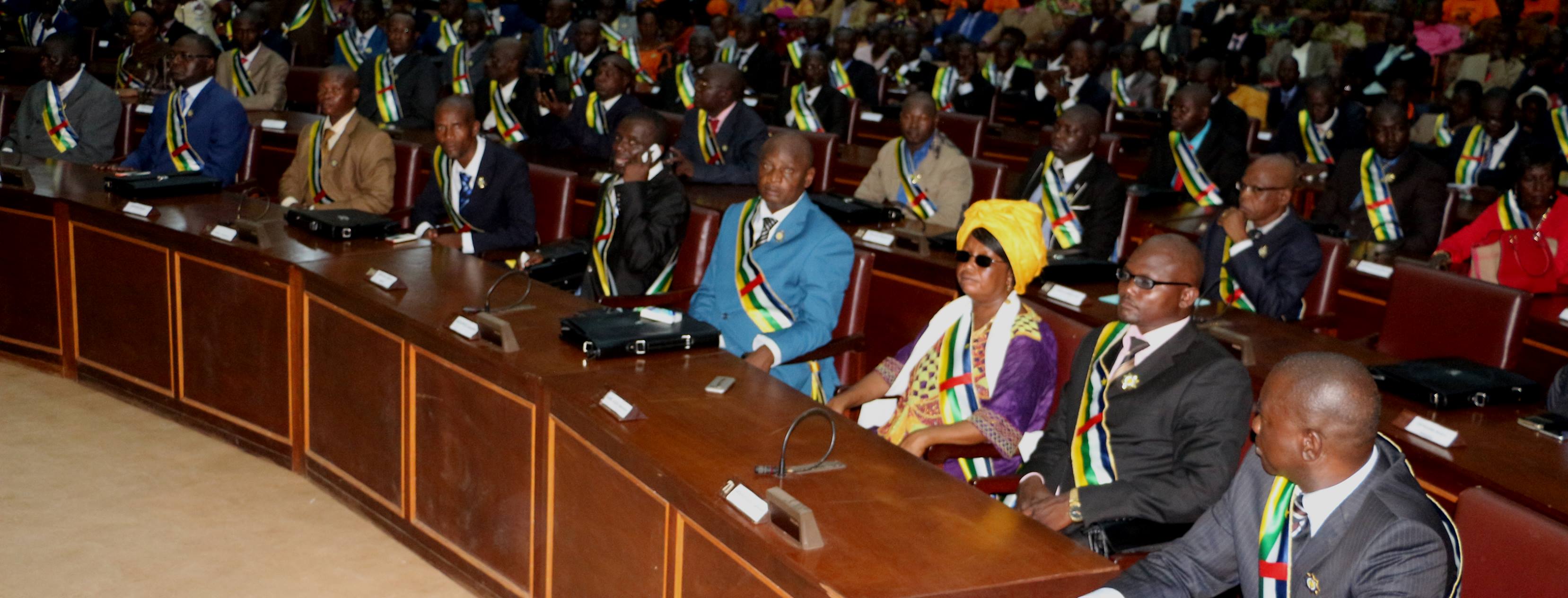 Les députés dans l'hémicycle du parlement centrafricain