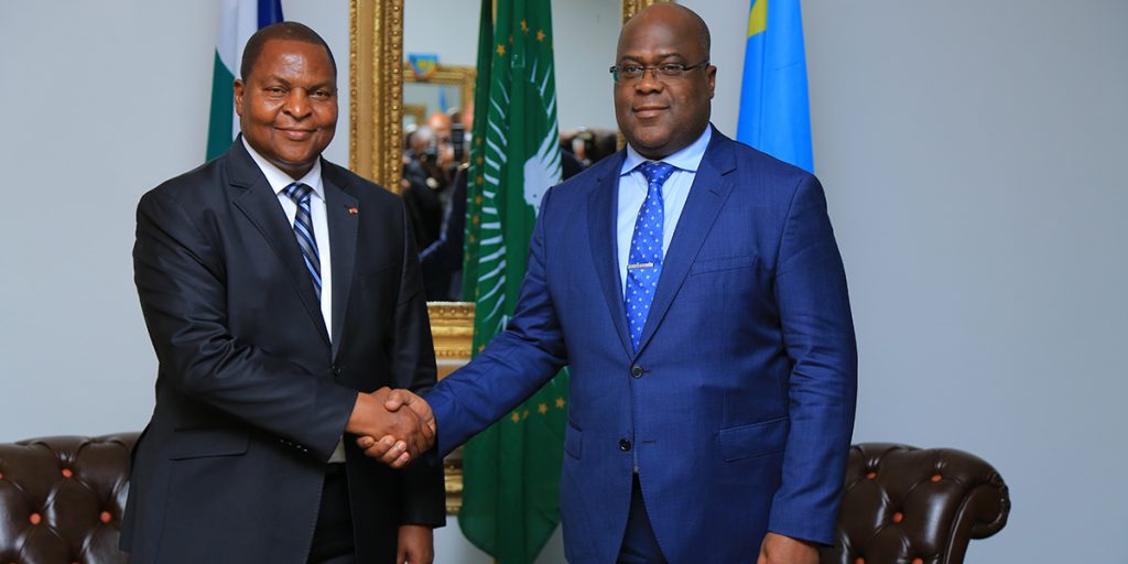 le président centrafricain et son homologue Félix Tshisekedi à Kinshasa