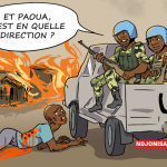Caricature illustrant la patrouille de la Minusca