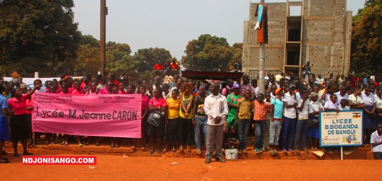 Des lycéens lors de la commémoration de la journée des Martyrs en 2017 à Bangui@photo Erick Ngaba