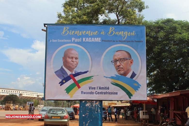 L'affiche de la visite du président rwandais Paul Kagamé à Bangui@photo Erick Ngaba