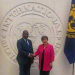 Le président centrafricain Faustin Archange Touadera avec la DG du FMI Kristalina Georgevia