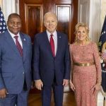 Le président centrafricain Faustin Archange Touadera avec le couple Biden aux Etats-Unis