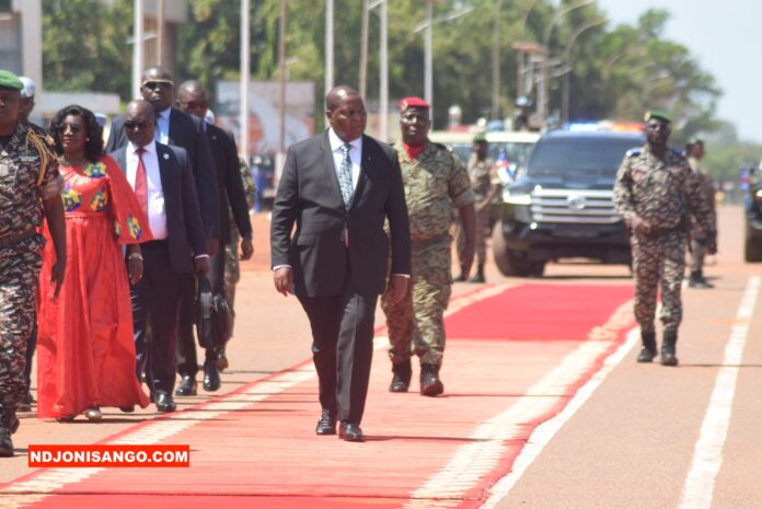 Le chef de l'Etat centrafricain Faustin Archange Touadéra au défilé de la journée internationale de travail