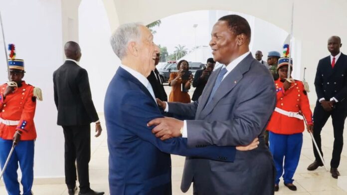 Marcelo Rebelo de Sousa et Faustin Archange Touadéra à Bangui Marcelo Rebelo de Sousa et Faustin Archange Touadéra à Bangui