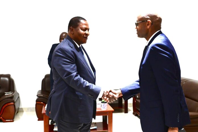 Faustin Archange Touadéra et le ministre rwandais de l'intérieur