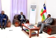 RCA: le groupe African Risk Capacity s’engage dans la gestion des catastrophes naturelles La délégation de l'African Risk Capacity avec le président Touadéra