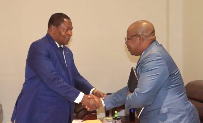 Faustin Archange Touadéra et le président de la commission de la CEEAC Faustin Archange Touadéra et le président de la commission de la CEEAC