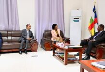RCA: l’OCHA envisage une restructuration de son action humanitaire face aux nouveaux défis Une délégation d'OCHA avec le président centrafricain Faustin Archange Touadéra