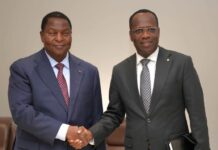RCA: Touadéra échange avec le gouverneur de la BEAC sur l’économie et le dossier des CMCA Faustin Archange Touadera et Yvon Sana Bangui