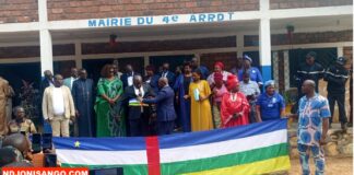 RCA: installations de nouveaux maires des 4ᵉ et 8ᵉ arrondissements de Bangui Installations des maires du 4è et 8è arrondissements de Bangui @crédit photo Marly Pala