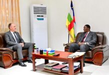 La Belgique sollicite le soutien de Bangui pour sa candidature à la direction générale de l’OMS Hans Kluge et le président centrafricain Faustin Archange Touadéra