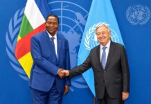 ONU: Faustin-Archange Touadéra s’entretient avec António Guterres à New York Faustin Archange Touadera et Antonio Guterres à New-York
