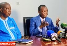 RCA: union du ministère des sports et la fédération de football pour une qualification historique à la CAN 2027 Le président de fédération de football, Célestin Yanindji et le ministre des sports Hériter Doneng @crédit photo Marly Pala