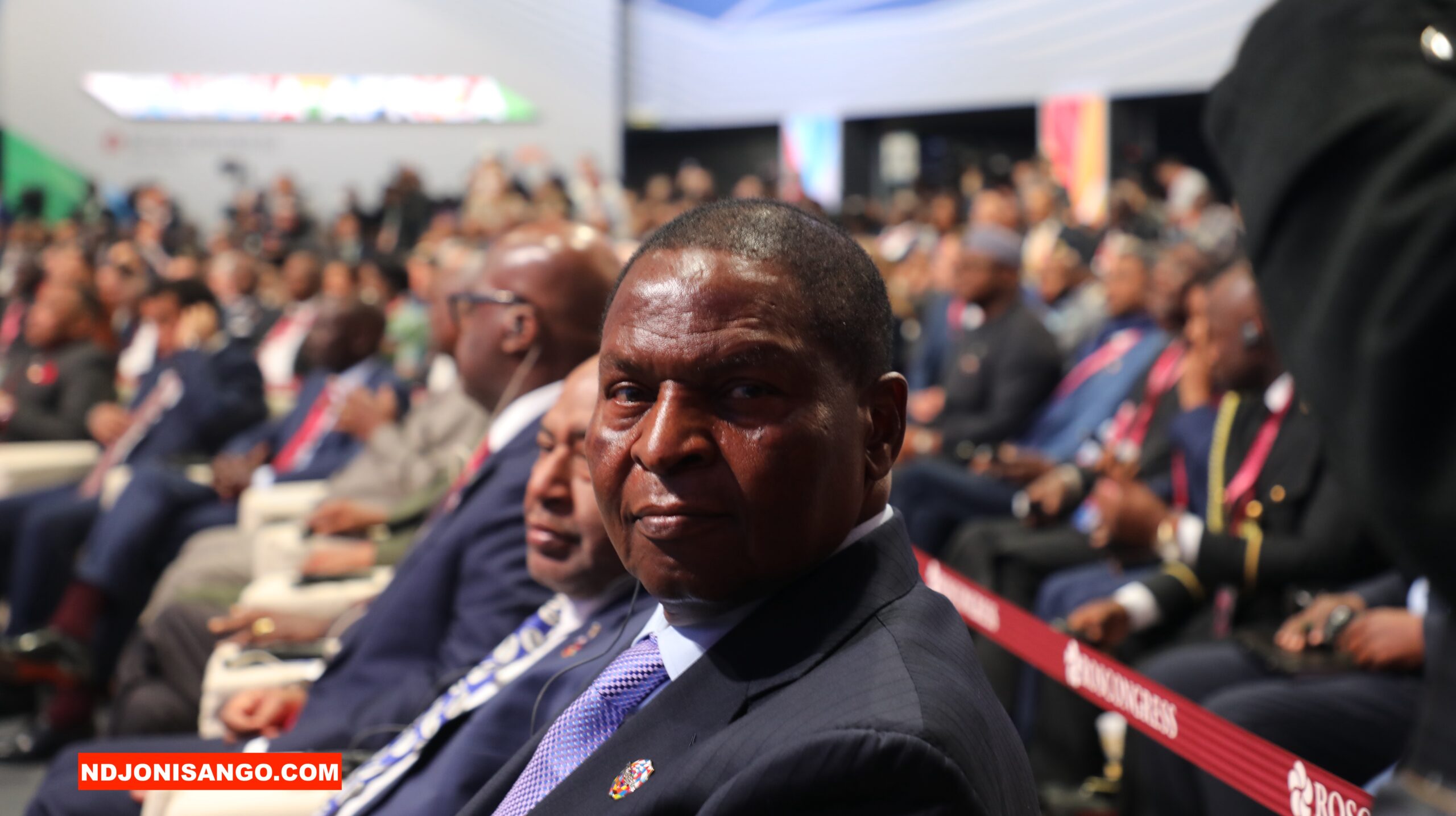 Russie-Afrique: la délégation centrafricaine au 3ᵉ forum économique et humanitaire à Moscou Le chef de l'Etat centrafricain Faustin Archange Touadéra à l'ouverture du 3è sommet Russie Afrique à Moscou @crédit photo Erick NGABA