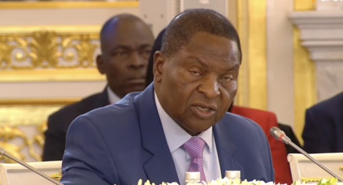 Prise de parole du président centrafricain Faustin Archange Touadéra au sommet Russie Afrique à Moscou